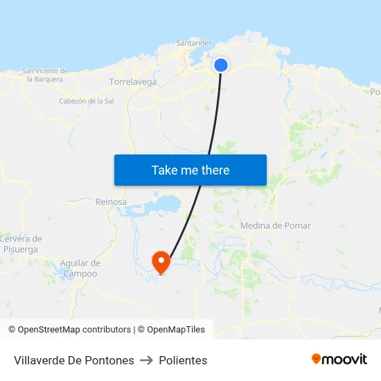 Villaverde De Pontones to Polientes map