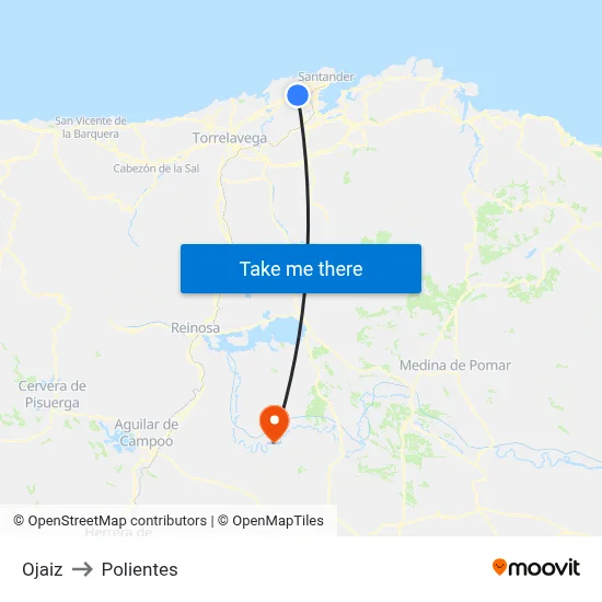 Ojaiz to Polientes map