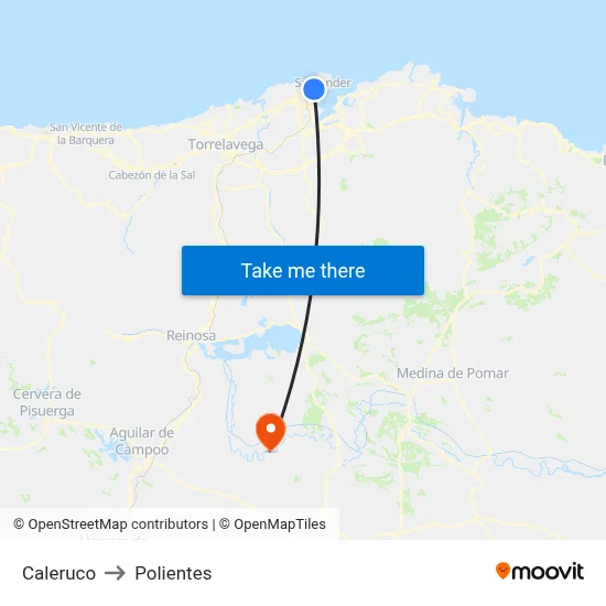 Caleruco to Polientes map