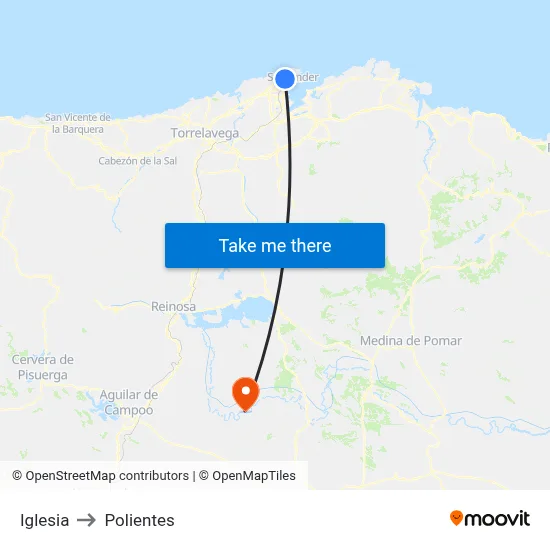 Iglesia to Polientes map