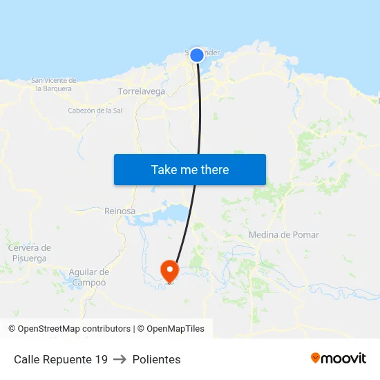 Calle Repuente 19 to Polientes map