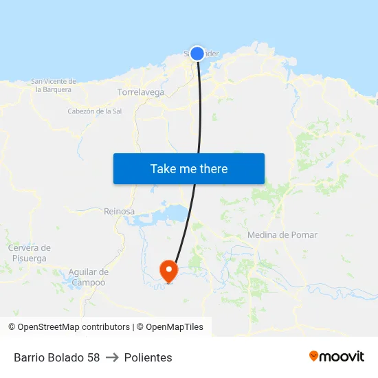 Barrio Bolado 58 to Polientes map