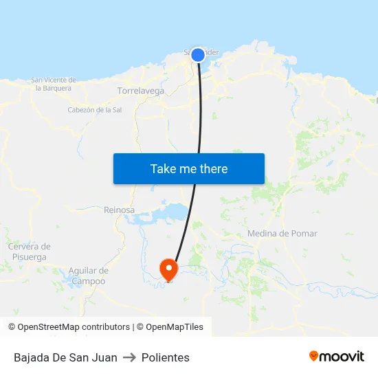 Bajada De San Juan to Polientes map