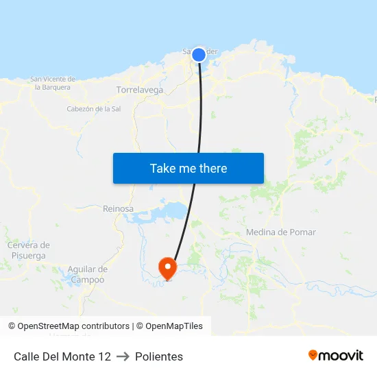 Calle Del Monte 12 to Polientes map