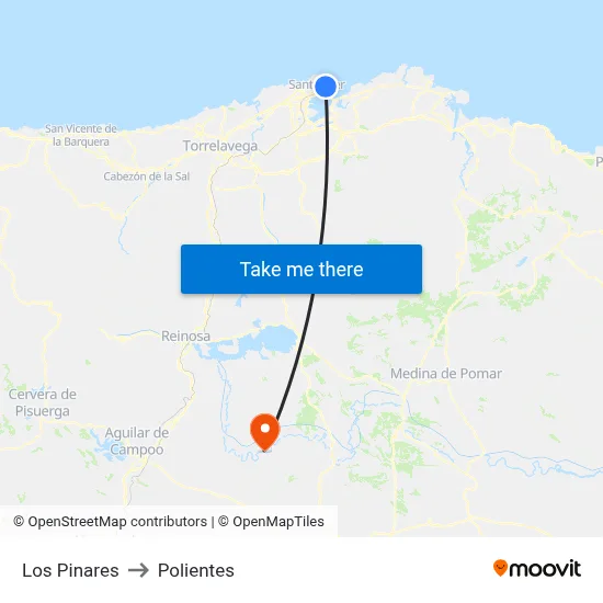 Los Pinares to Polientes map