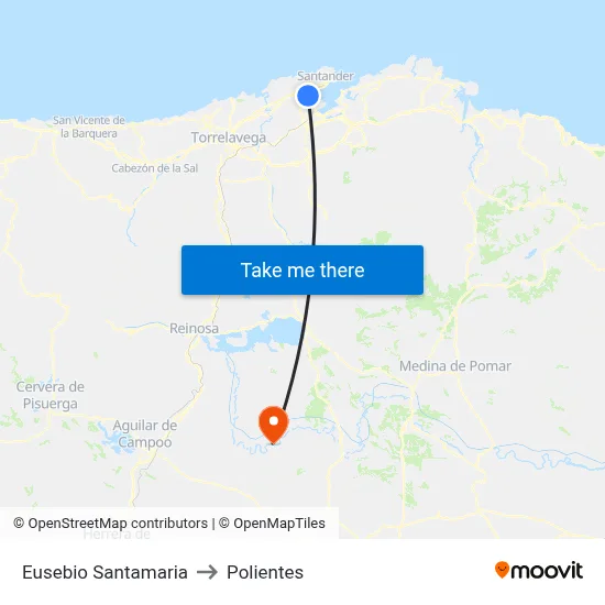 Eusebio Santamaria to Polientes map