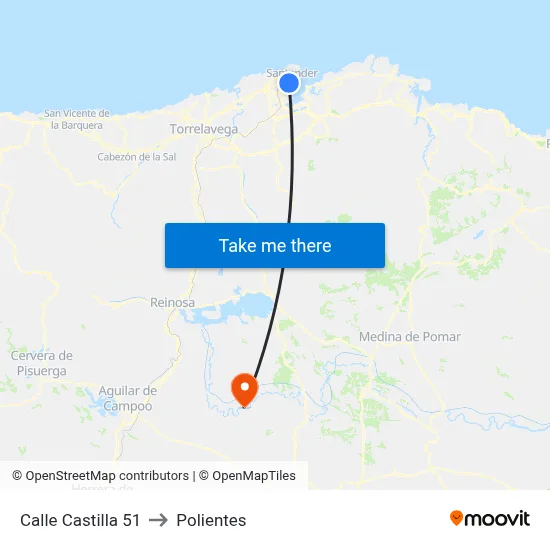 Calle Castilla 51 to Polientes map