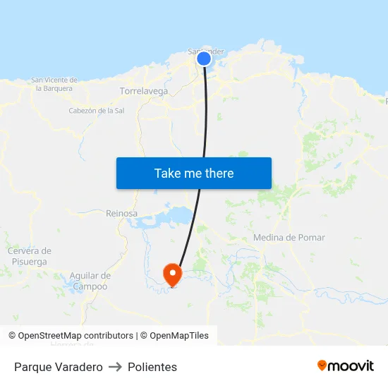 Parque Varadero to Polientes map