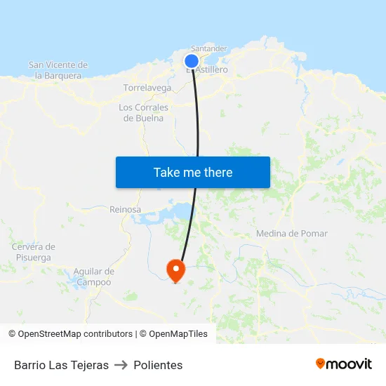 Barrio Las Tejeras to Polientes map