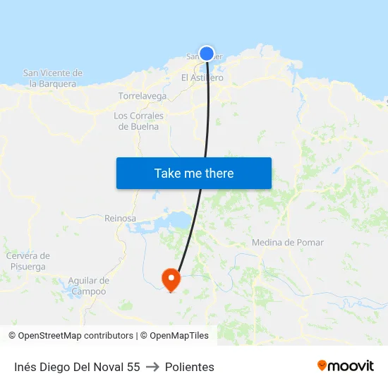 Inés Diego Del Noval 55 to Polientes map