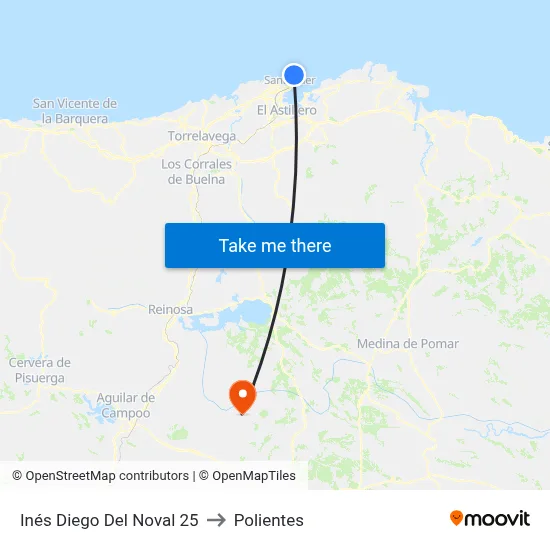 Inés Diego Del Noval 25 to Polientes map