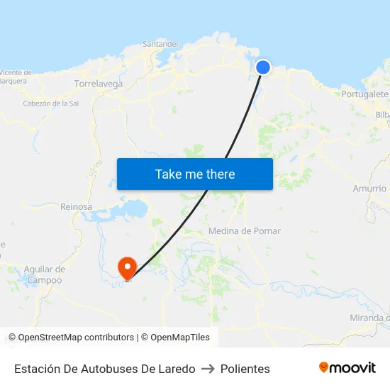 Estación De Autobuses De Laredo to Polientes map