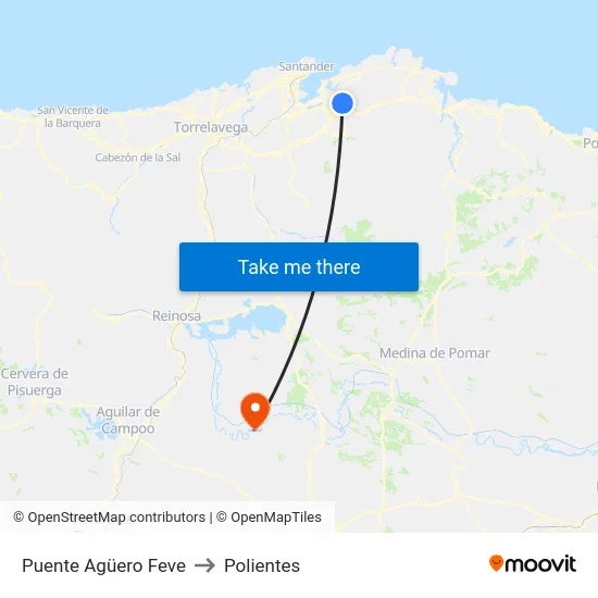 Puente Agüero Feve to Polientes map