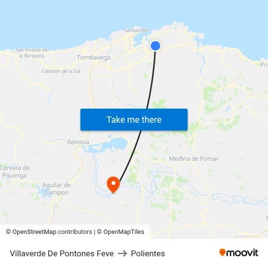 Villaverde De Pontones Feve to Polientes map