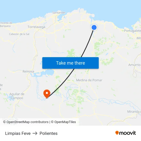 Limpias Feve to Polientes map