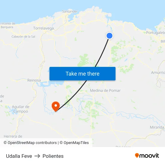 Udalla Feve to Polientes map