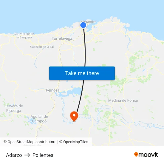 Adarzo to Polientes map