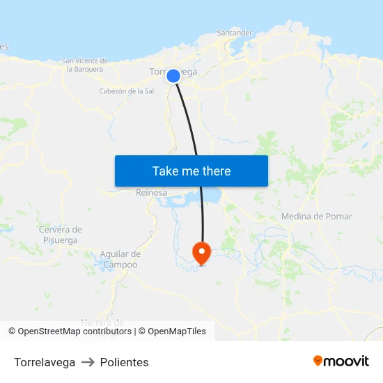 Torrelavega to Polientes map