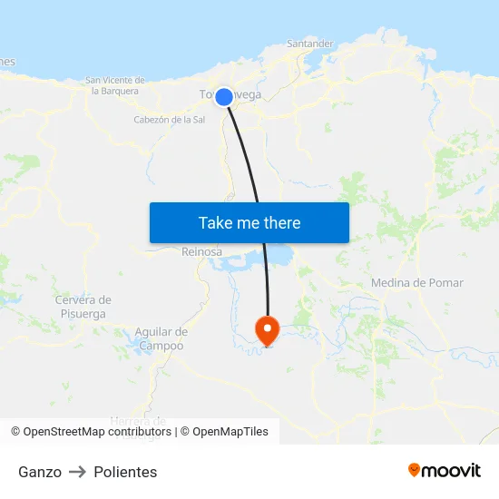 Ganzo to Polientes map