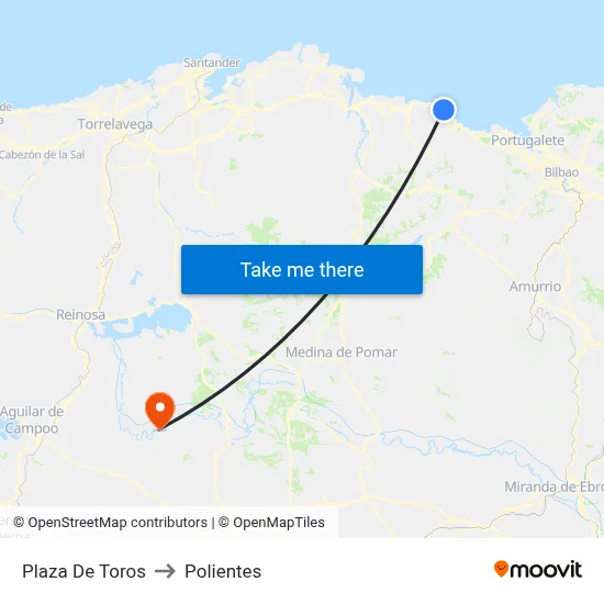 Plaza De Toros to Polientes map