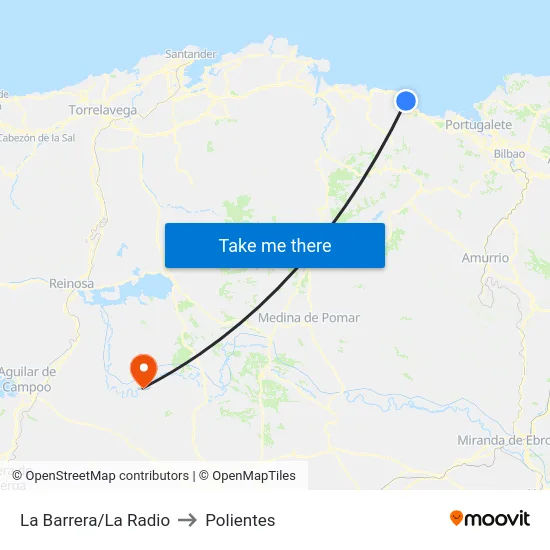 La Barrera/La Radio to Polientes map