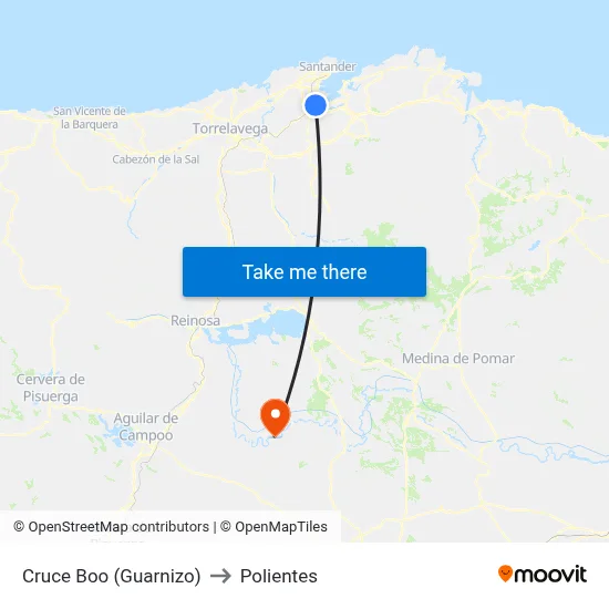 Cruce Boo (Guarnizo) to Polientes map