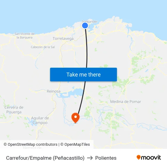 Carrefour/Empalme (Peñacastillo) to Polientes map