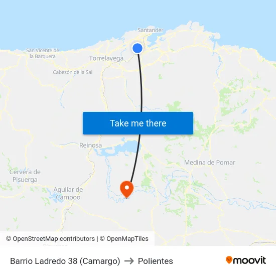 Barrio Ladredo 38 (Camargo) to Polientes map