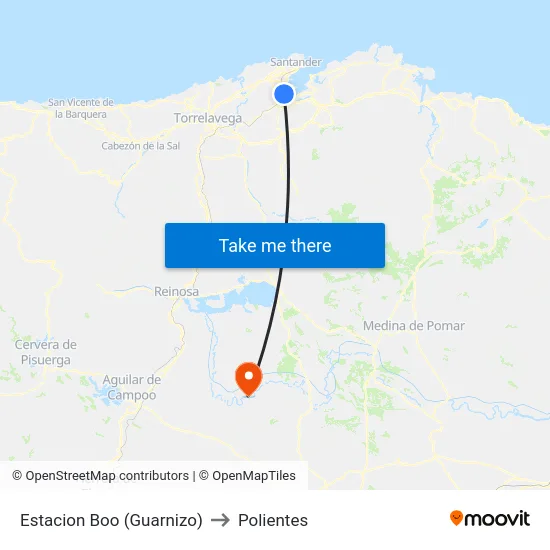 Estacion Boo (Guarnizo) to Polientes map