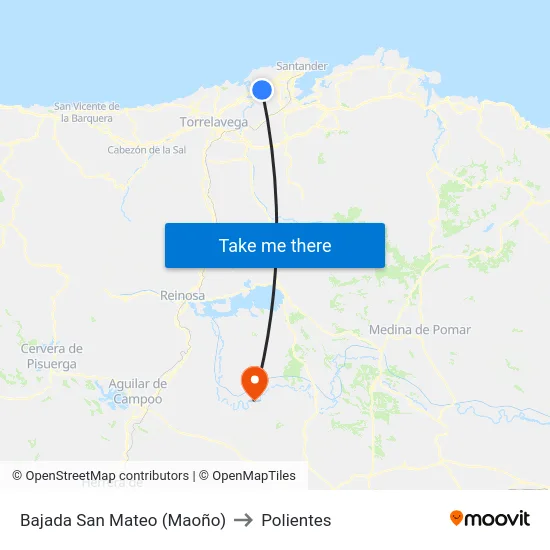 Bajada San Mateo (Maoño) to Polientes map