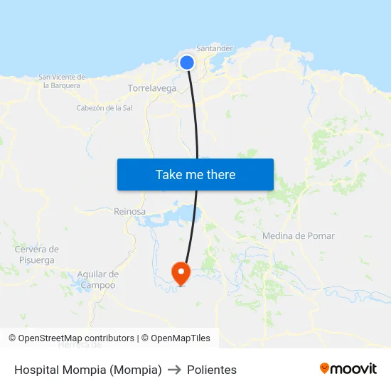 Hospital Mompia (Mompia) to Polientes map