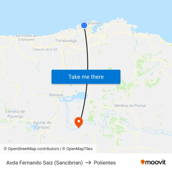 Avda Fernando Saiz (Sancibrian) to Polientes map