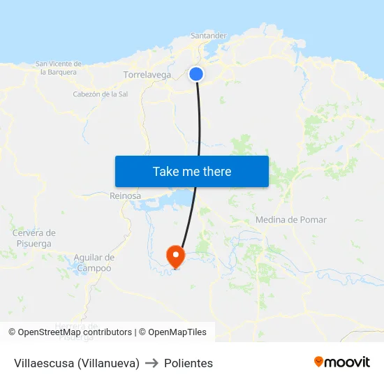 Villaescusa (Villanueva) to Polientes map