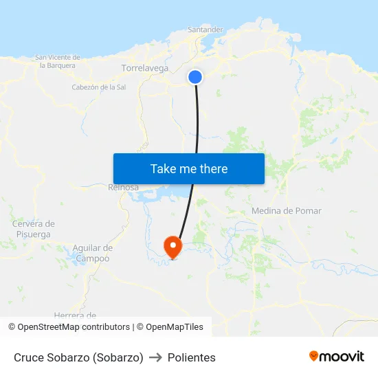 Cruce Sobarzo (Sobarzo) to Polientes map