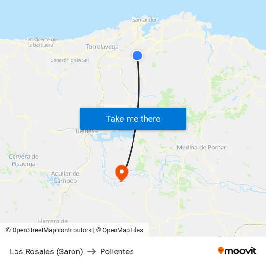 Los Rosales (Saron) to Polientes map