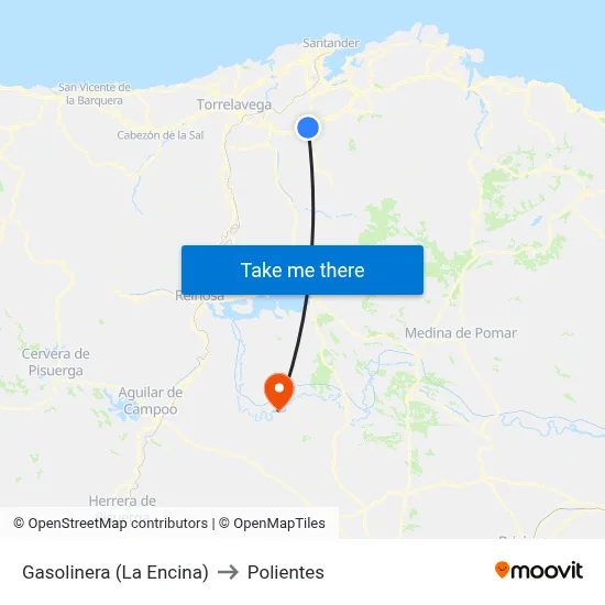 Gasolinera (La Encina) to Polientes map
