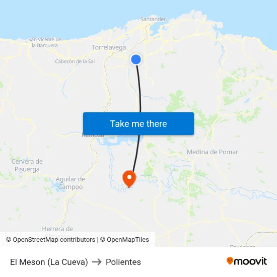 El Meson (La Cueva) to Polientes map