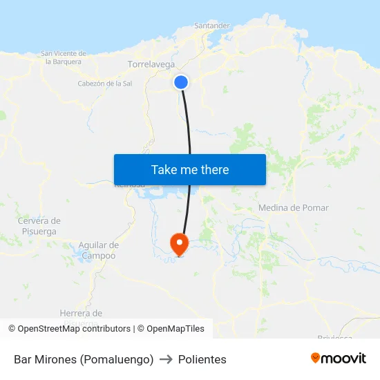 Bar Mirones (Pomaluengo) to Polientes map