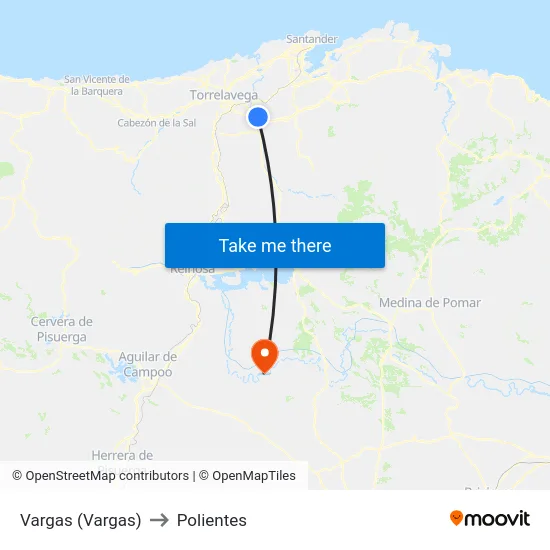 Vargas (Vargas) to Polientes map