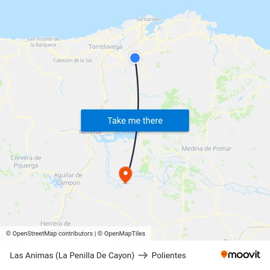 Las Animas (La Penilla De Cayon) to Polientes map