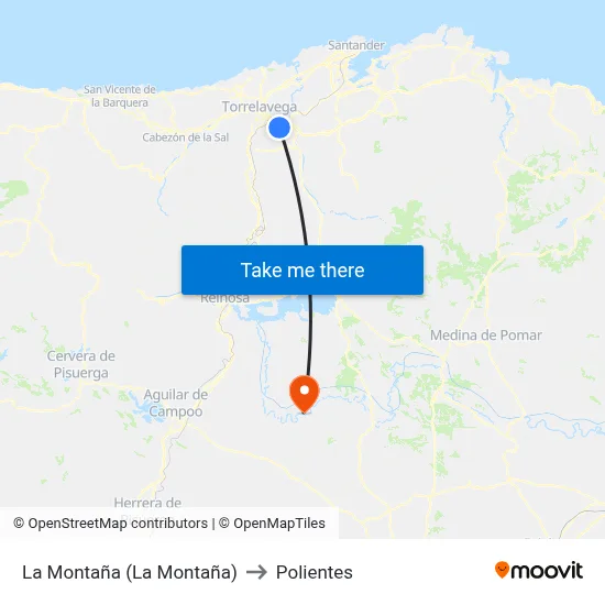 La Montaña (La Montaña) to Polientes map