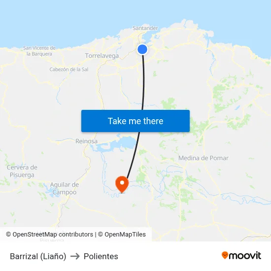 Barrizal (Liaño) to Polientes map
