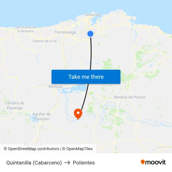 Quintanilla (Cabarceno) to Polientes map
