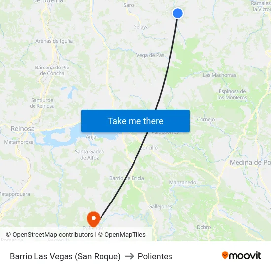 Barrio Las Vegas (San Roque) to Polientes map