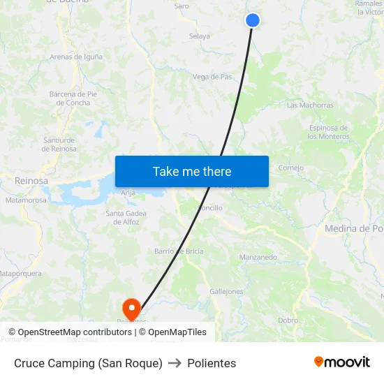Cruce Camping (San Roque) to Polientes map