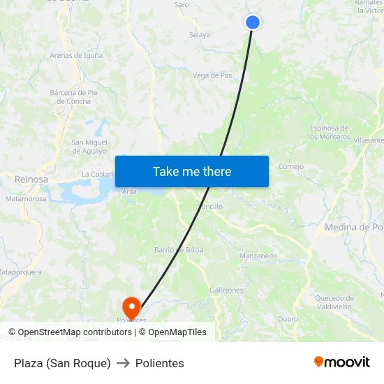 Plaza (San Roque) to Polientes map