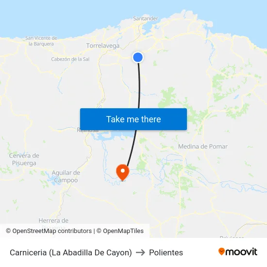 Carniceria (La Abadilla De Cayon) to Polientes map