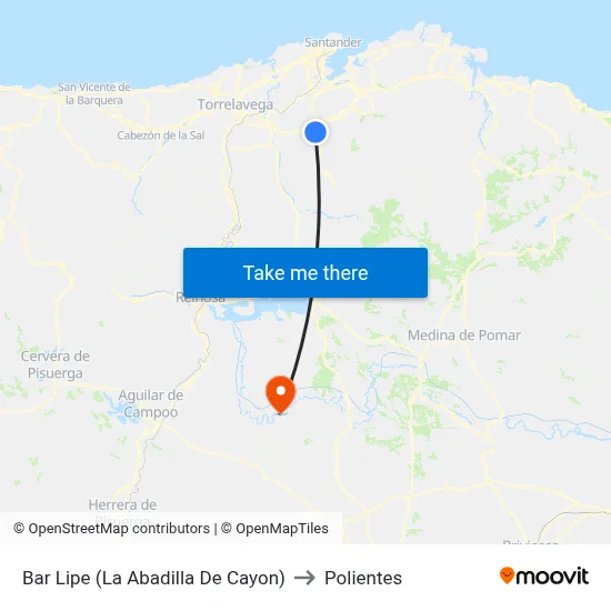 Bar Lipe (La Abadilla De Cayon) to Polientes map