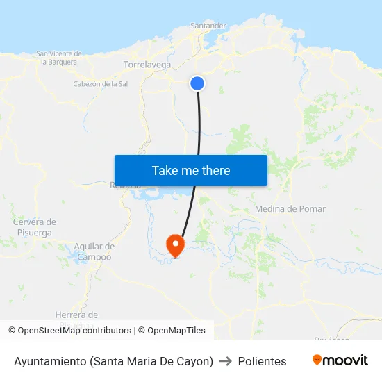 Ayuntamiento (Santa Maria De Cayon) to Polientes map