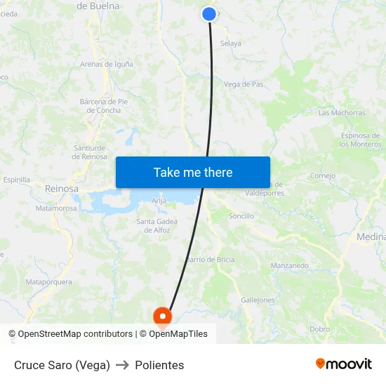 Cruce Saro (Vega) to Polientes map